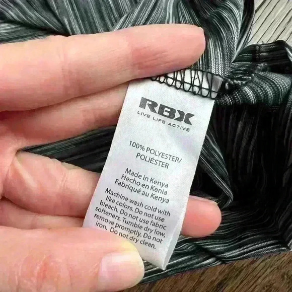 RBX Performance Women’s Athletic Striped Gym Hiking TShirt Black Gorpcore Large - Picture 5 of 5